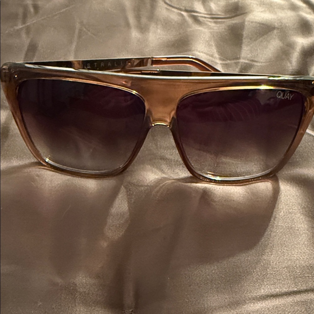 Quay Australia Brown Translucent Square Sunglasses with Gradient Lenses